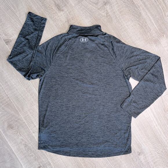 UNDER ARMOUR Men’s Charcoal Gray ‘Faith Lutheran’ Long Sleeve 1/4 Zip Pullover - Picture 6 of 6